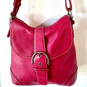 Coach Pink Pebble Leather Hobo Converts to Crossbody